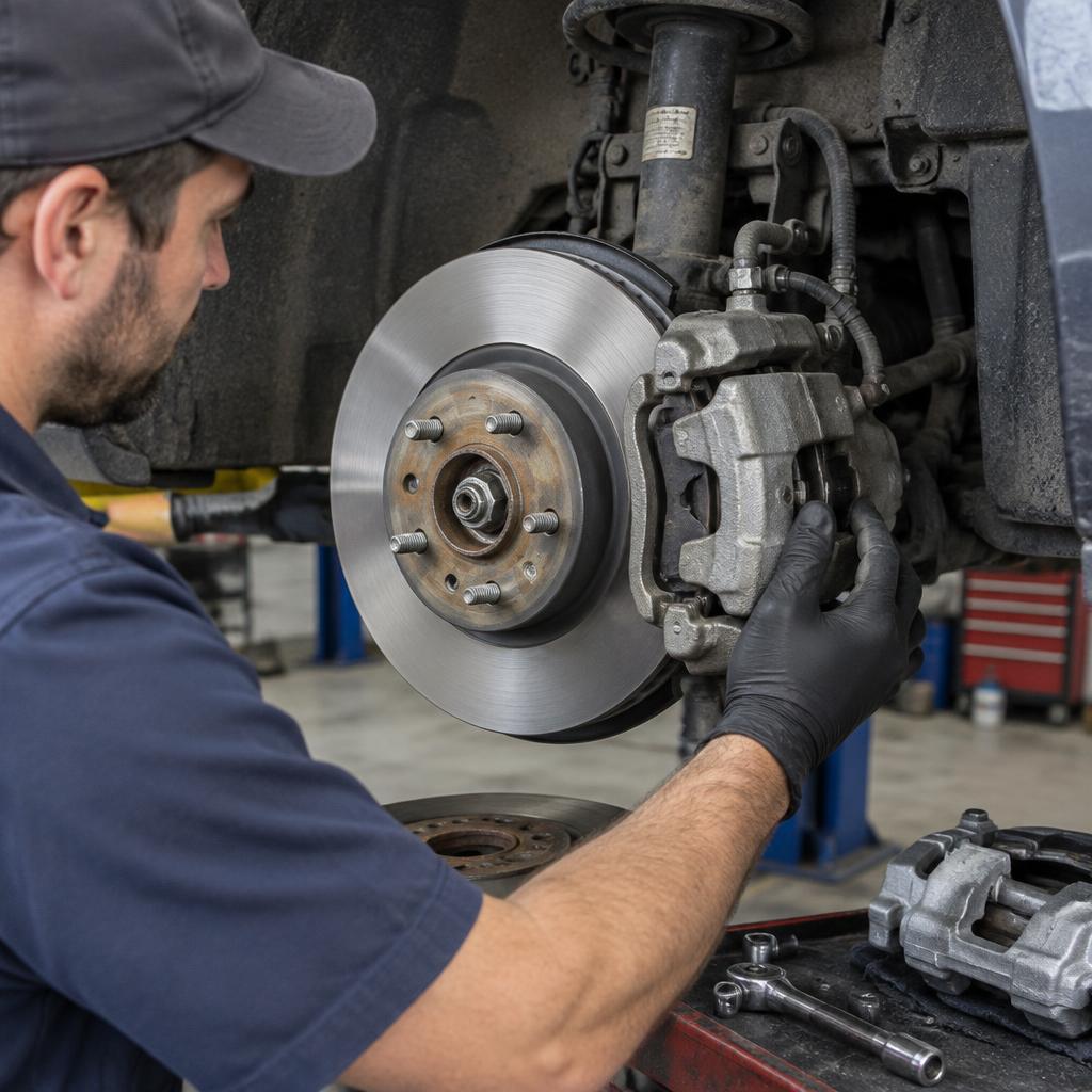 Brake Repair & Replacement technician at work